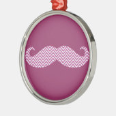 Mustache Radiant Orchid Lila Zickzack Muster Fun Silbernes Ornament (Links)