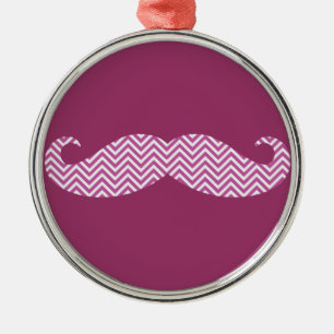 Mustache Radiant Orchid Lila Zickzack Muster Fun Silbernes Ornament