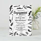 Mustache Razor Shaver Wasserfarbenmuster Einladung (Stehend Vorderseite)