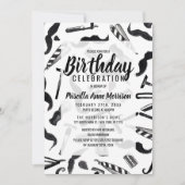 Mustache Razor Shaver Wasserfarbenmuster Einladung (Vorderseite)