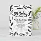 Mustache Razor Shaver Wasserfarbenmuster Einladung (Stehend Vorderseite)