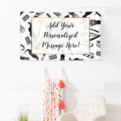 Mustache Razor Shaver Watercolor Barber Pattern Banner (Insitu)