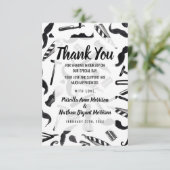 Mustache Razor Shaver Watercolor Barber Pattern Dankeskarte (Stehend Vorderseite)