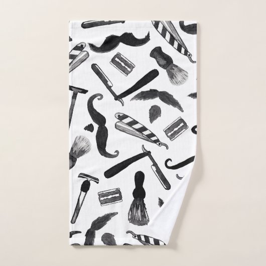 Mustache Razor Shaver Watercolor Barber Pattern Handtuch (Handtuch)