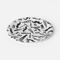 Mustache Razor Shaver Watercolor Barber Pattern