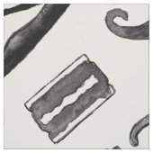 Mustache Razor Shaver Watercolor Barber Pattern Stoff (Muster)