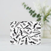 Mustache Razor Shaver Watercolor Frischmuster Postkarte (Stehend Vorderseite)
