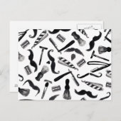 Mustache Razor Shaver Watercolor Frischmuster Postkarte (Vorne/Hinten)