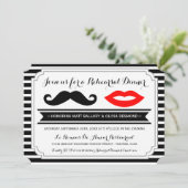 Mustache & Red Lips Probe Abendessen Einladung (Stehend Vorderseite)