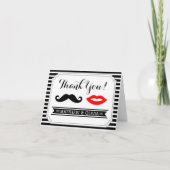 Mustache & Red Lips Wedding Strip Danke Karten (Vorderseite)