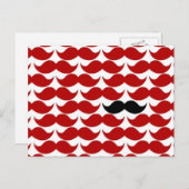 Mustache Red Retro Funky Pattern Postkarte (Vorne/Hinten)