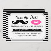 Mustache & rosa Lippen Hochzeitstreifen speichern Save The Date (Vorne/Hinten)