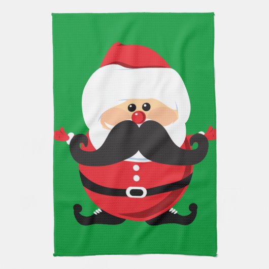 Mustache Santa Claus Geschirrtuch (Vertikal)