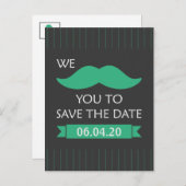Mustache Save the Date Ankündigungspostkarte (Vorne/Hinten)