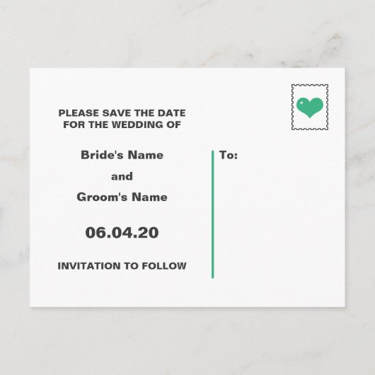 Mustache Save the Date Ankündigungspostkarte (Rückseite)