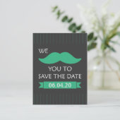 Mustache Save the Date Ankündigungspostkarte (Stehend Vorderseite)