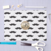 Mustache Schwarz-weiß Gold Monogram Party Seidenpapier (Handwerk)