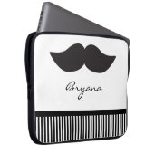 Mustache Schwarz-weiß Stripes Laptop Sleeve Case (Vorne Rechts)