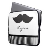 Mustache Schwarz-weiß Stripes Laptop Sleeve Case (Vorderseite Links)