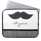 Mustache Schwarz-weiß Stripes Laptop Sleeve Case (Vorderseite)