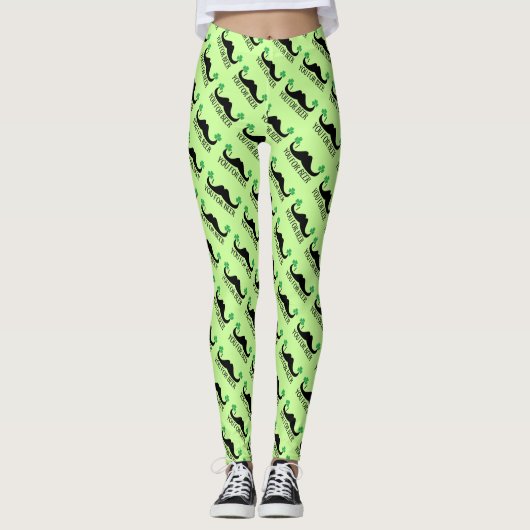 Mustache Sie für Bier St Patrick Day Green Clovers Leggings (Vorderseite)