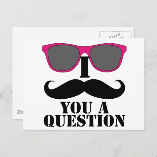 Mustache Spaß mit rosa Sonnenbrille Postkarte (Vorne/Hinten)
