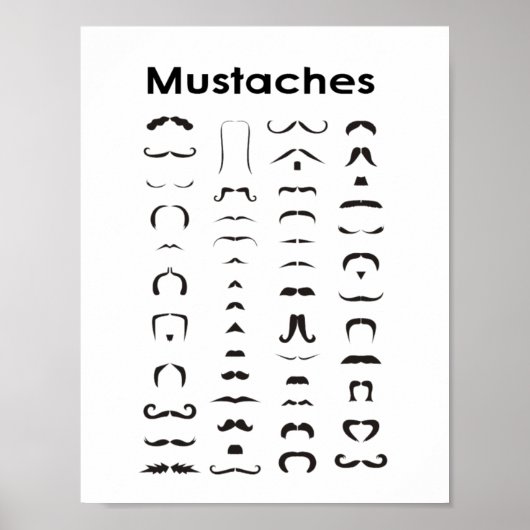 Mustache Styles Chart Poster Funny Gift (Vorne)