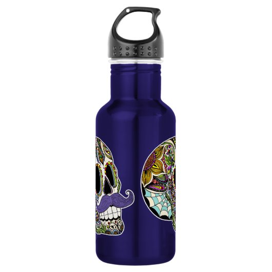 Mustache Sugar Skull (Farbe) Liberty Flasche Trinkflasche (Vorderseite)