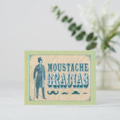 Mustache Thank You Postcard Postkarte (Stehend Vorderseite)