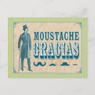 Mustache Thank You Postcard Postkarte