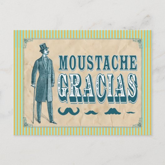 Mustache Thank You Postcard Postkarte (Vorderseite)