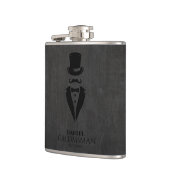 Mustache Tux personalize Trauzeuge Flachmann (Links)