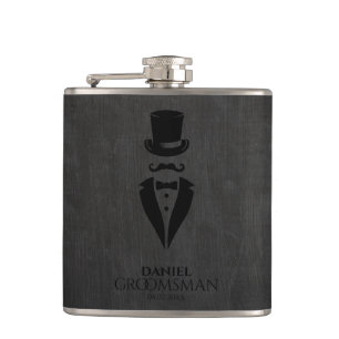 Mustache Tux personalize Trauzeuge Flachmann