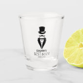 Mustache Tux personalize Trauzeuge Schnapsglas (Vorderseite)