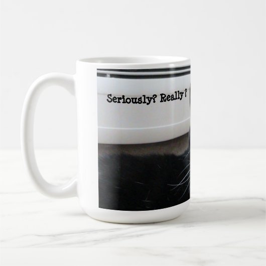 Mustache Tuxedo Cat (Seriös) Tasse (Links)