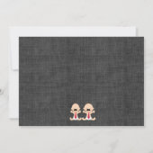 Mustache Twin Boy Baby Shooter Einladung (Rückseite)