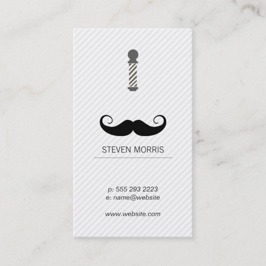 Mustache und Barber Blade und Barber Pole Visitenkarte (Vorderseite)
