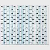 Mustache und Bow Krawatte Blau und Weiß Streifen G Geschenkpapier (Flach)