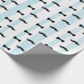 Mustache und Bow Krawatte Blau und Weiß Streifen G Geschenkpapier (Ecke)