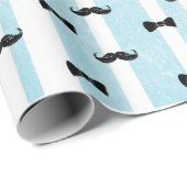 Mustache und Bow Krawatte Blau und Weiß Streifen G Geschenkpapier (Rolleneckpunkt)