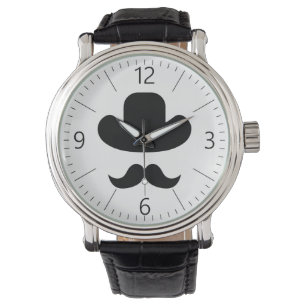 Mustache und Hut Armbanduhr