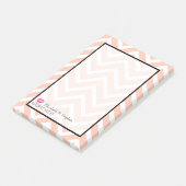 Mustache und Lippen auf Peach Zickzack Wedding Post-it Klebezettel (angewinkelt)