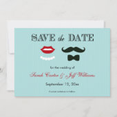 Mustache und Lips Aqua Strip Speichern Sie die Dat Save The Date (Vorderseite)