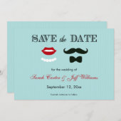 Mustache und Lips Aqua Strip Speichern Sie die Dat Save The Date (Vorne/Hinten)