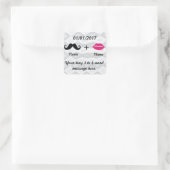 Mustache und Lips CustomizeABLEs Quadratischer Aufkleber (Tasche)