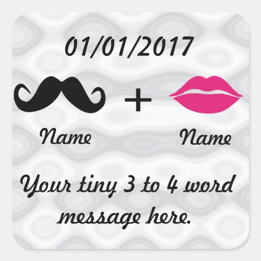 Mustache und Lips CustomizeABLEs Quadratischer Aufkleber (Vorderseite)