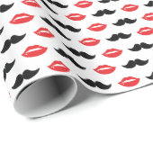 Mustache und Lips Seiner & ihrer Hochzeitsmuster Geschenkpapier (Rolleneckpunkt)