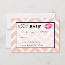 Mustache und Lips Wedding RSVP auf Peach Zickzack