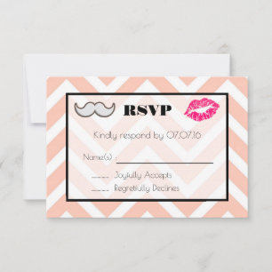 Mustache und Lips Wedding RSVP auf Peach Zickzack