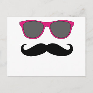 Mustache und rosa Sonnenbrille Spaß Postkarte